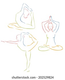yoga, pilates big set of vector symbols