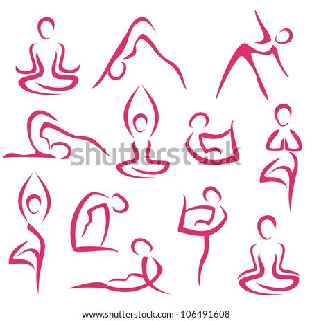yoga, pilates big set of vector symbols