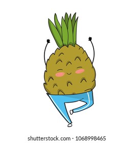yoga pineapple. funny character. postcard, motivation
