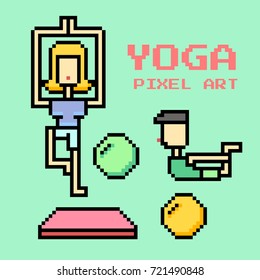 YOGA Pixel Art. Elements Design. Illustration and icon.