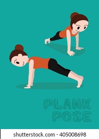 Yoga Plank Pose Cartoon Vector Illustration