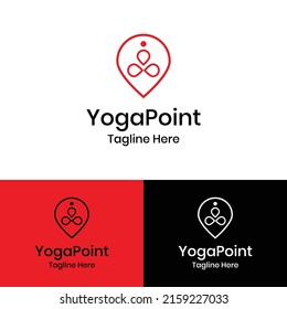 Yoga Point Logo Design Template. Abstract yoga human linear logo.