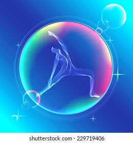 Yoga pose, Abstract color illustration over white background, Vector