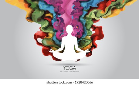 Yoga pose and abstract liquid, vector illustration