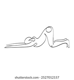 Yoga pose - Anahatasana, one line style yoga asana. Yoga, Pilates. Girl and sport. Ideal for designs related to fitness, health, meditation and healthy living.