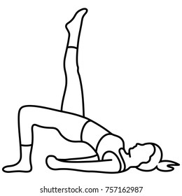 Yoga pose (asana, pose, posture) Vector Flat Outlines