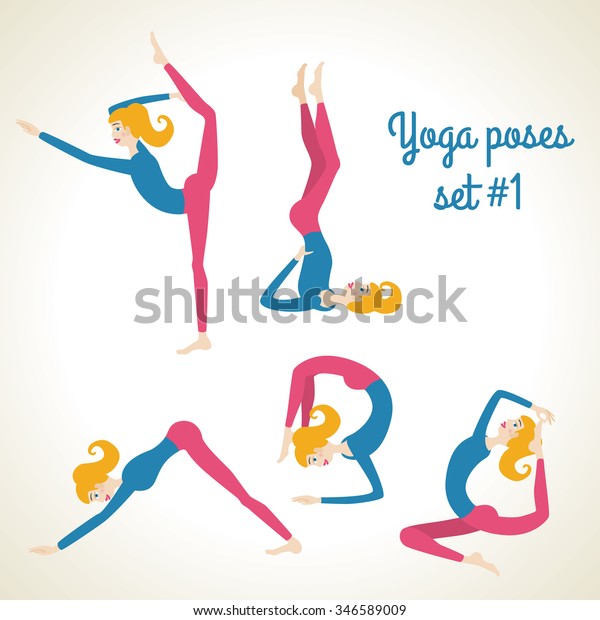 Yoga Pose Asana Set Vector Background Stock Vector Royalty Free 346589009