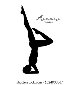Yoga Pose - asanas - Black Icon Isolated on White Background