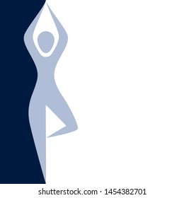 Yoga pose background with copy space - fitness wellbeing health concept illustration.