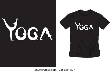 yoga pose beautiful lettering typography t-shirt design editable template