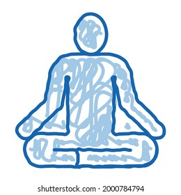 Yoga Pose Biohacking sketch icon vector. Hand drawn blue doodle line art sign. isolated symbol illustration