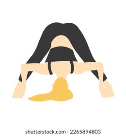 Yoga pose. Blonde European female woman girl. Vector illustration in cartoon flat style isolated on white background.