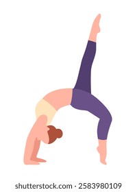 Yoga pose color icon. Sportswoman or athlete stretches. Young girl in asana. Fitness and workout, training, stretching. Poster or banner. Flat vector illustration isolated on white background