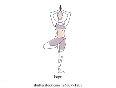 Yoga Pose Continuous Line Drawing. ícone de linha-desenho de linha contínua. Traçado editável.