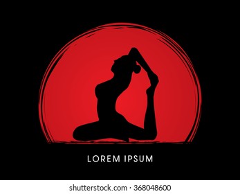  Yoga pose design on sunset or sunrise background graphic vector.
