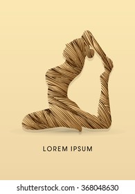  Yoga pose design using brown grunge brush graphic vector.