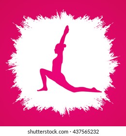 Yoga pose designed on grunge frame background graphic vector.
