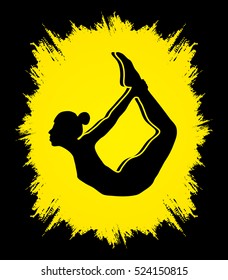 Yoga pose designed on grunge frame background graphic vector.