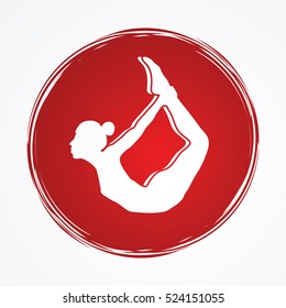 Yoga pose designed on grunge circle background graphic vector.