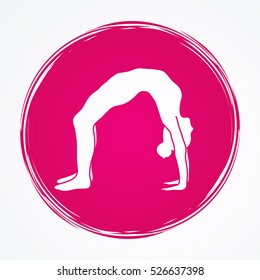 Yoga pose designed on grunge circle background graphic vector.