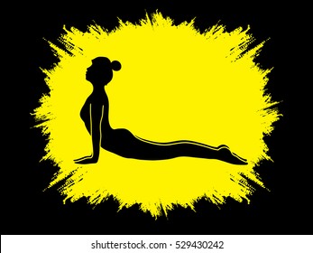 Yoga pose designed on grunge frame background graphic vector.