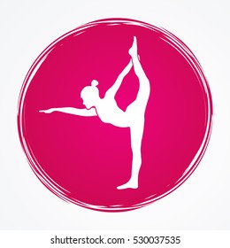 Yoga pose designed on grunge circle background graphic vector