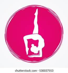 Yoga pose designed on grunge circle background graphic vector