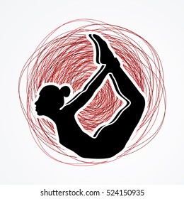 Yoga pose designed on line confuse background graphic vector.