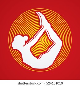 Yoga pose designed on line circle background graphic vector.