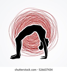 Yoga pose designed on line confuse background graphic vector.