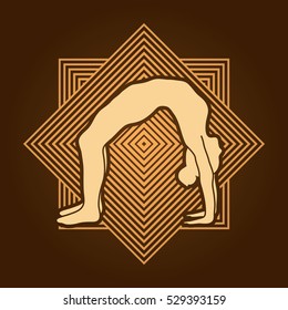 Yoga pose designed on line square background graphic vector