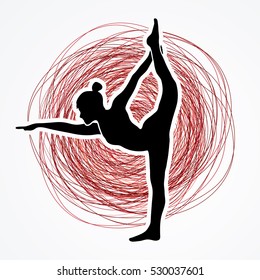 Yoga pose designed on line confuse background graphic vector