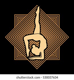 Yoga pose designed on line square background graphic vector