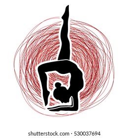 Yoga pose designed on line confuse background graphic vector