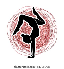 Yoga pose designed on line confuse background graphic vector.