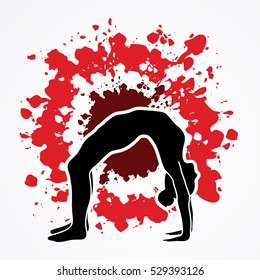 Yoga pose designed on splatter color background graphic vector.