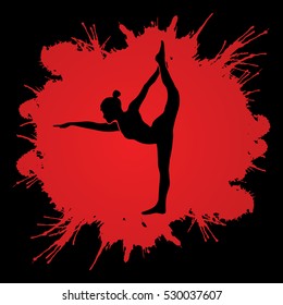 Yoga pose designed on splatter color background graphic vector