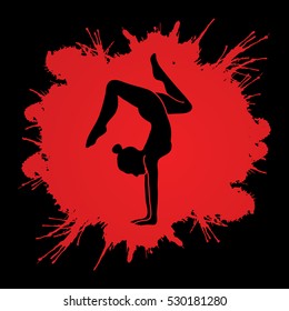 Yoga pose designed on splatter color background graphic vector.
