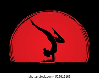 Yoga pose designed on sunlight background graphic vector.