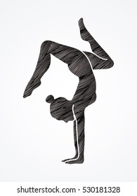 Yoga pose designed using black grunge brush graphic vector.