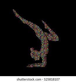Yoga pose designed using colorful mosaic pattern graphic vector.