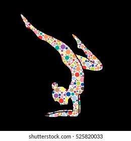 Yoga pose designed using colorful halftone pattern graphic vector.