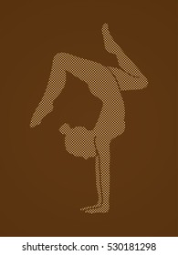 Yoga pose designed using dots pattern graphic vector.