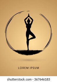  Yoga pose designed using grunge brush graphic vector.