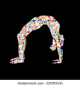 Yoga pose designed using halftone pattern graphic vector.