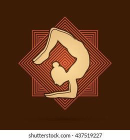 Yoga pose designed using line square graphic vector.