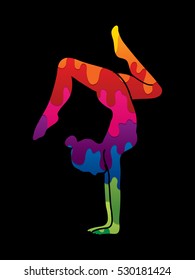 Yoga pose designed using melting colors graphic vector.