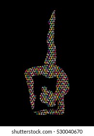 Yoga pose designed using mosaic pattern graphic vector