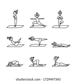 Yoga Pose Doodle Set