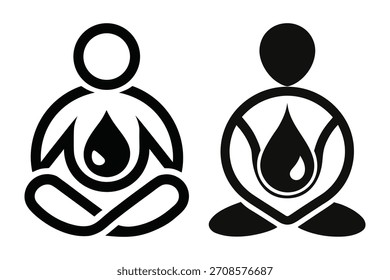 Pose de yoga con forma de gota Logo mínimo Set